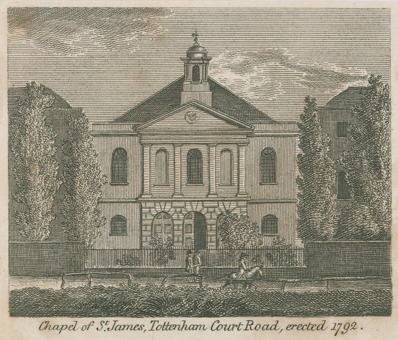 Kaple svatého Jakuba, Tottenham Court Road, Londýn, postavena 1792 od English School
