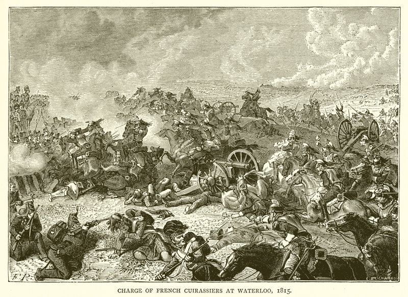 Pověření francouzských kyrysníků ve Waterloo, 1815 od English School