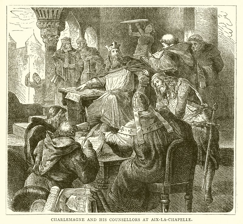 Charlemagne a jeho rádci v Aix-la-Chapelle od English School