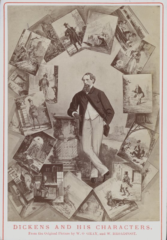 Charles Dickens a jeho postavy, z původního obrázku W O Graye a W Broadfoota od English School