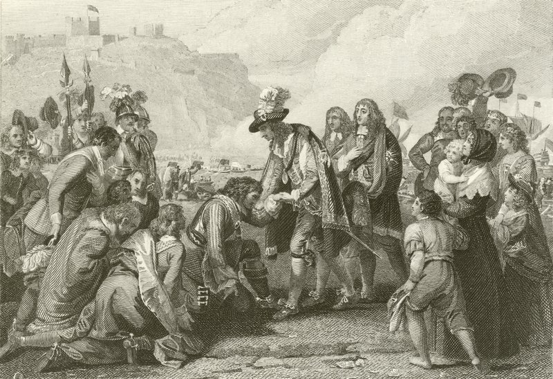 Charles II přistává v Doveru od English School