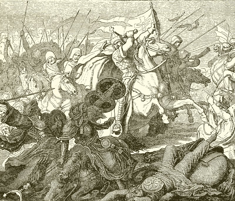 Charles Martel v Poictiers od English School