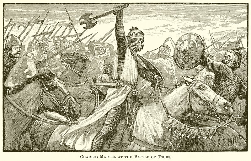 Charles Martel v bitvě u Tours od English School