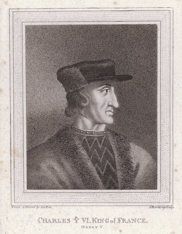 Charles VI, král Francie (rytina) od English School