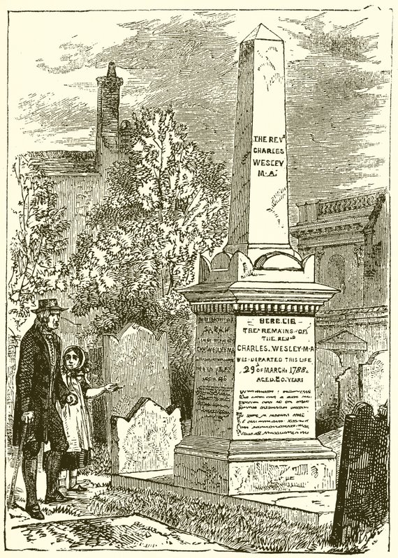Charles Wesley, náhrobek (rytina) od English School