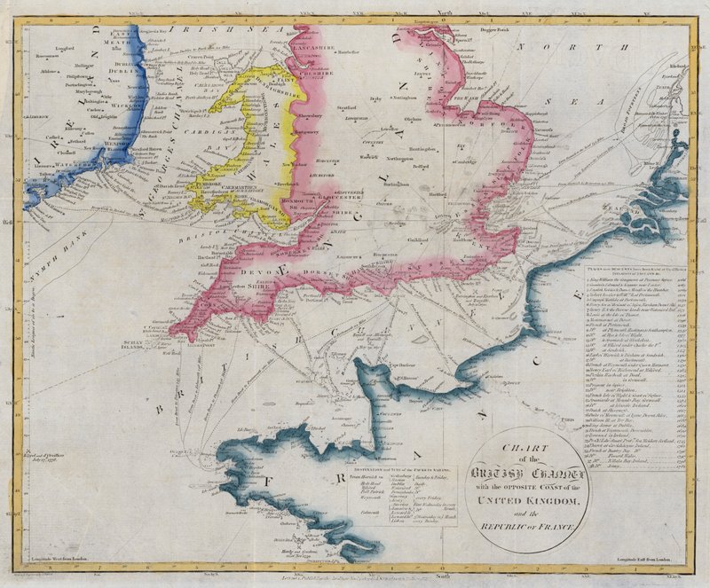 Mapa kanálu La Manche od English School