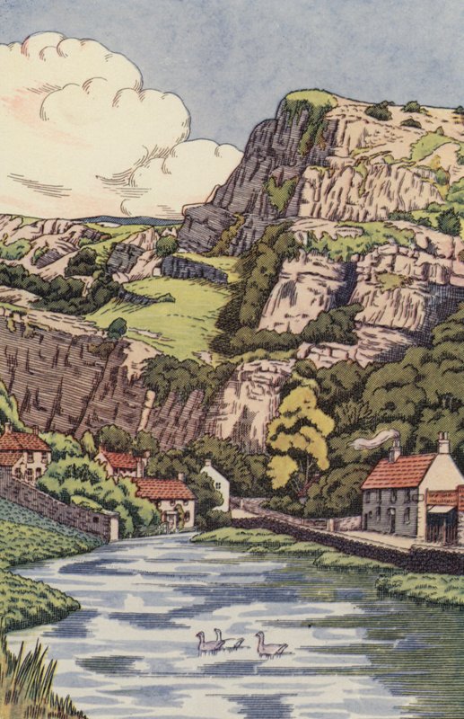 Cheddar Cliffs (barevné lito) od English School