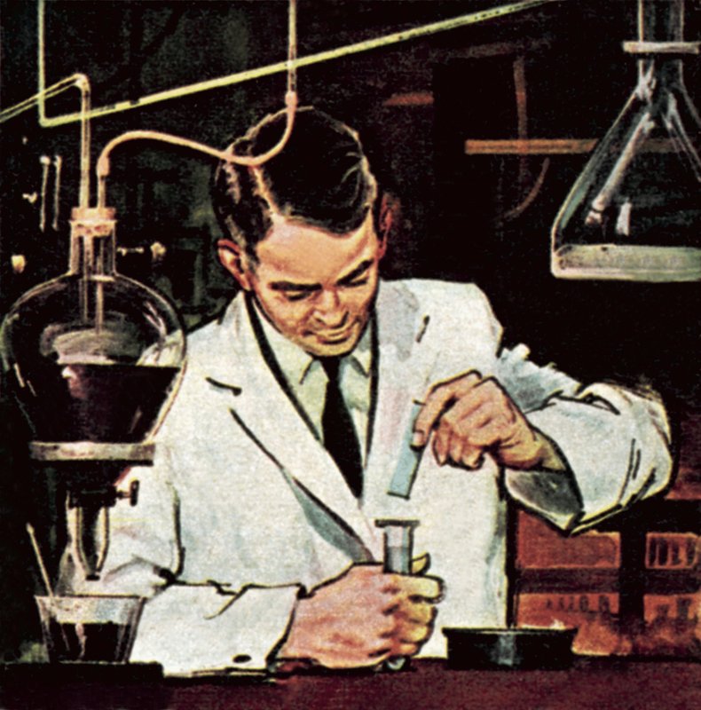 Chemik pomocí lakmusový papírek od English School
