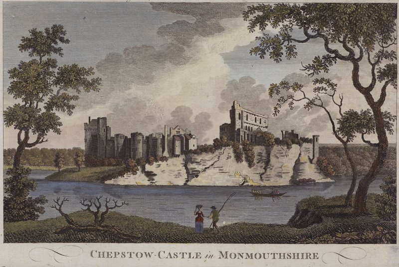 Chepstow Castle, Monmouthshire (barevná rytina) od English School