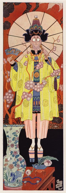 Chevalier de Villeclos v čínském kostýmu (barva litho) od English School