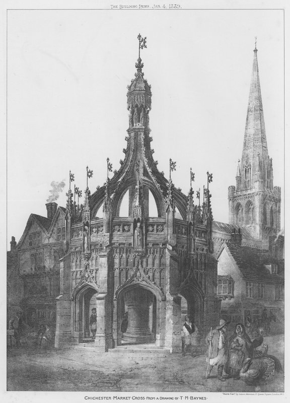 Chichester Market Cross (litho) od English School