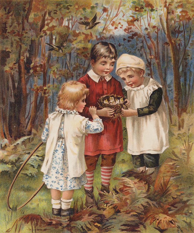 Děti při hledání ptačího hnízda (chromolit) od English School