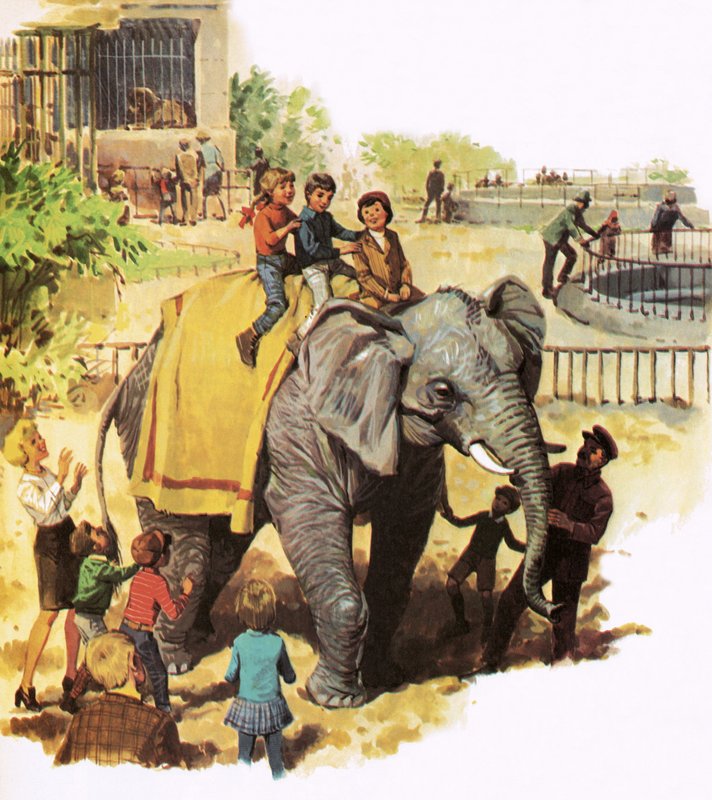 Děti na koni Jumbo v londýnské zoo od English School