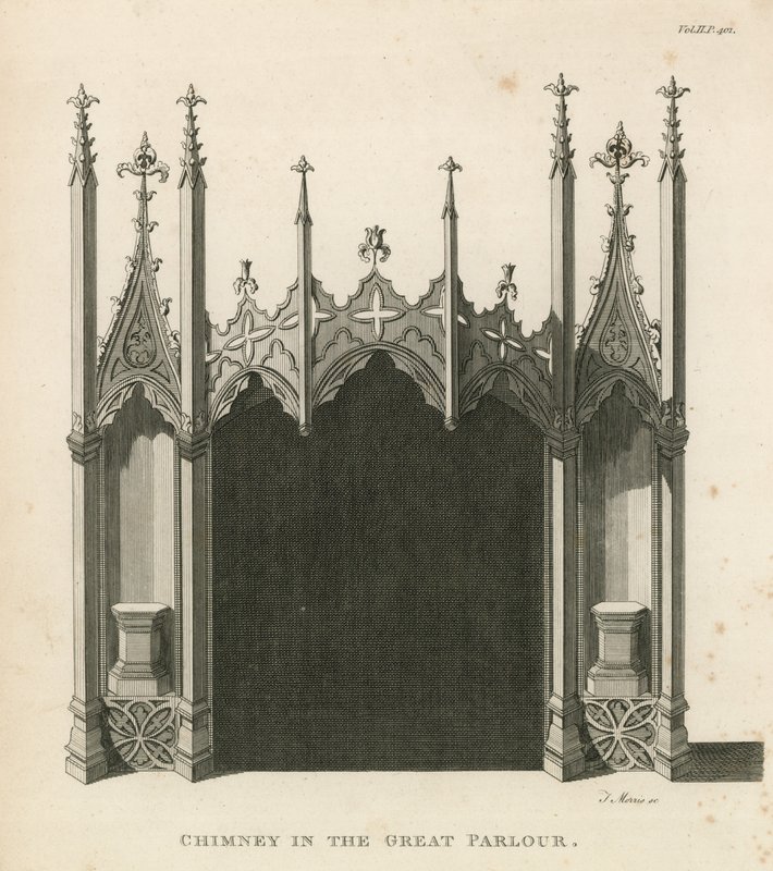 Komín ve Velkém salonu, Strawberry Hill, Londýn od English School