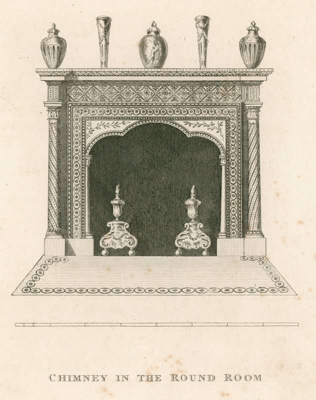 Komín v kulaté místnosti, Strawberry Hill, Twickenham, Londýn od English School