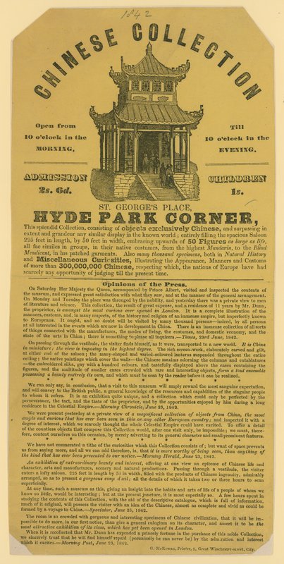 Čínská sbírka v Hyde Park Corner, Londýn. 1842 od English School