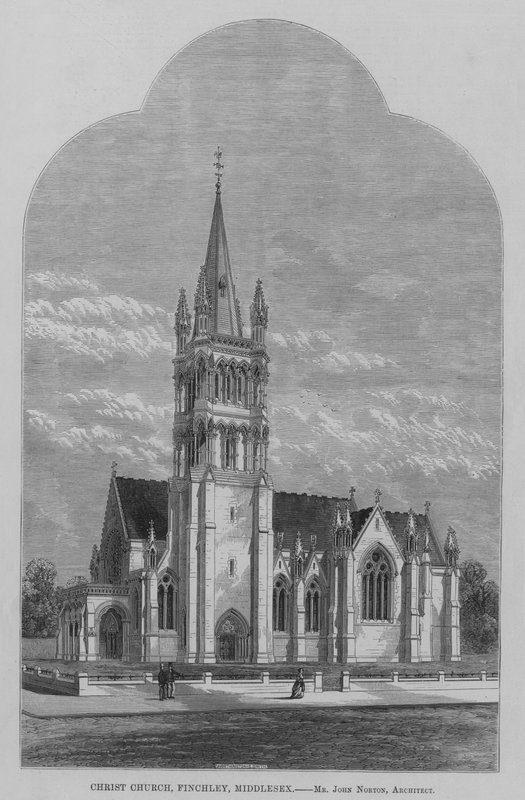 Christ Church, Finchley, Middlesex (rytina) od English School