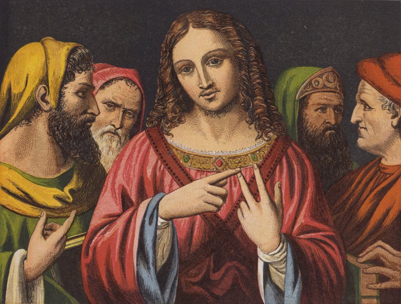 Kristus a židovští lékaři (chromolitho) od English School