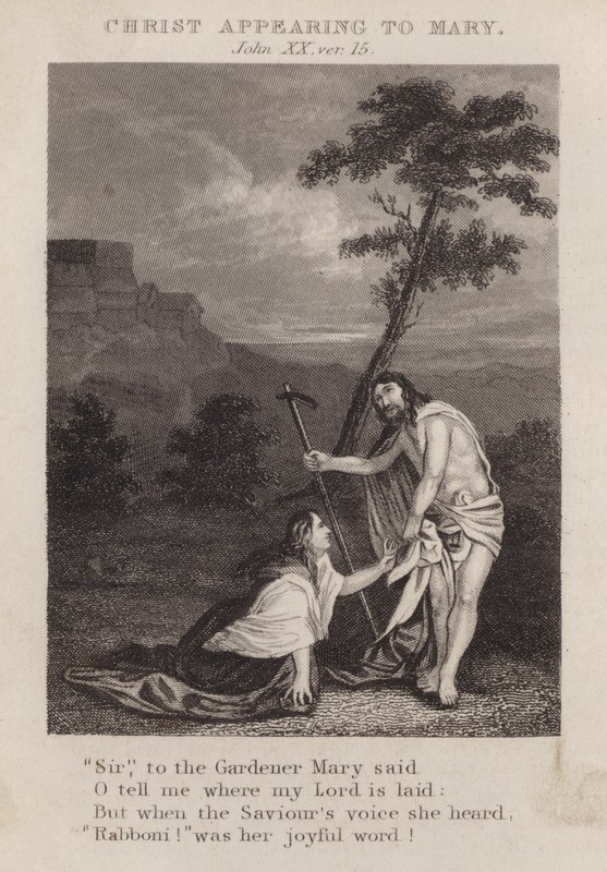 Kristus se zjevuje Marii, Jan XX, ver 15 (rytina) od English School