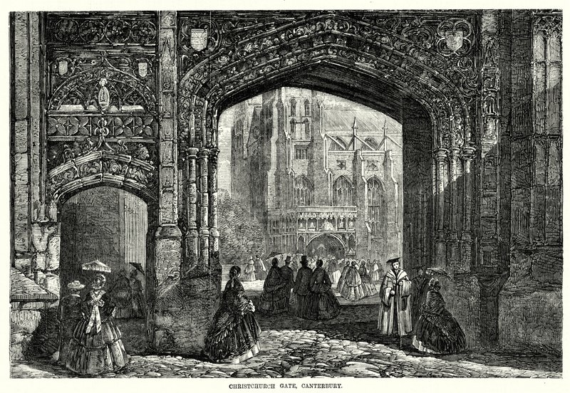 Christchurch Gate, Canterbury (rytina) od English School