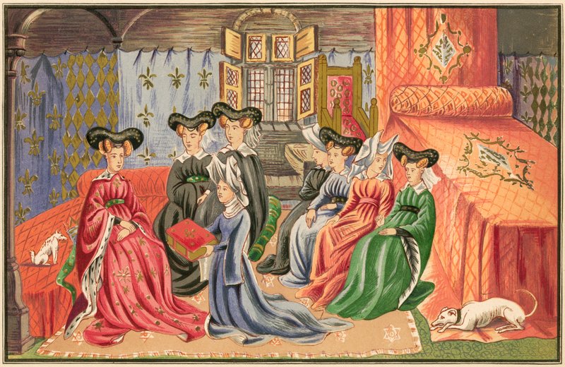 Christine de Pisan představuje královně svá díla od English School