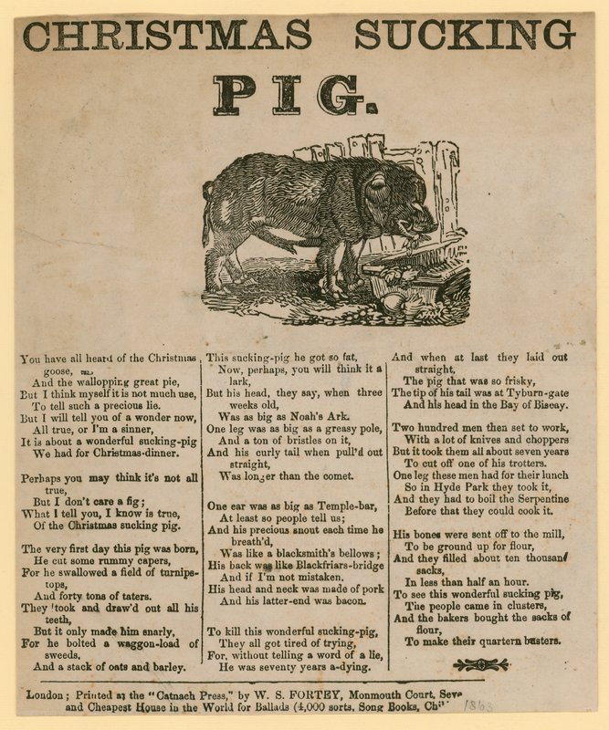 Vánoční prase, verš z roku 1863 od English School