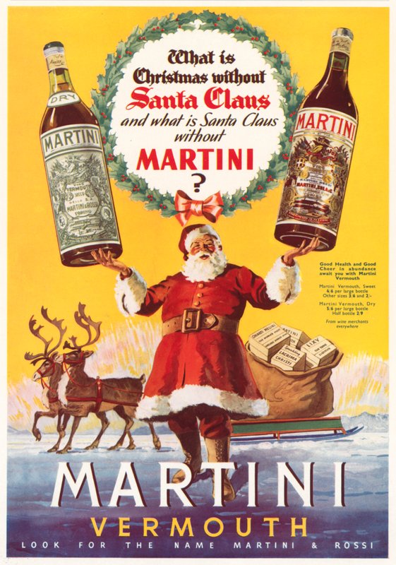 Vánoční reklama na Martini vermut (barva litho) od English School