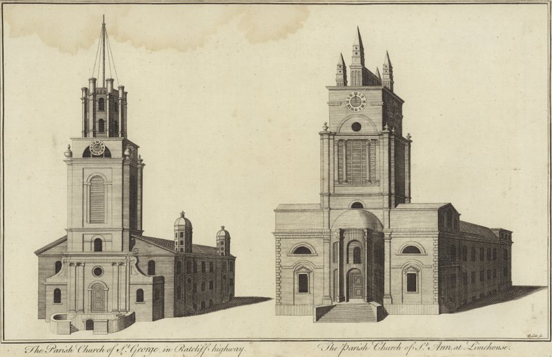Church of St George, Ratcliff Highway a Church of St John, Limehouse, Londýn od English School