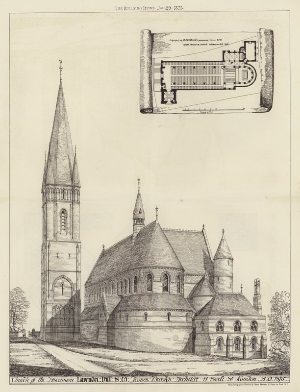 Kostel Nanebevstoupení Páně, Lavender Hill, SW (rytina) od English School