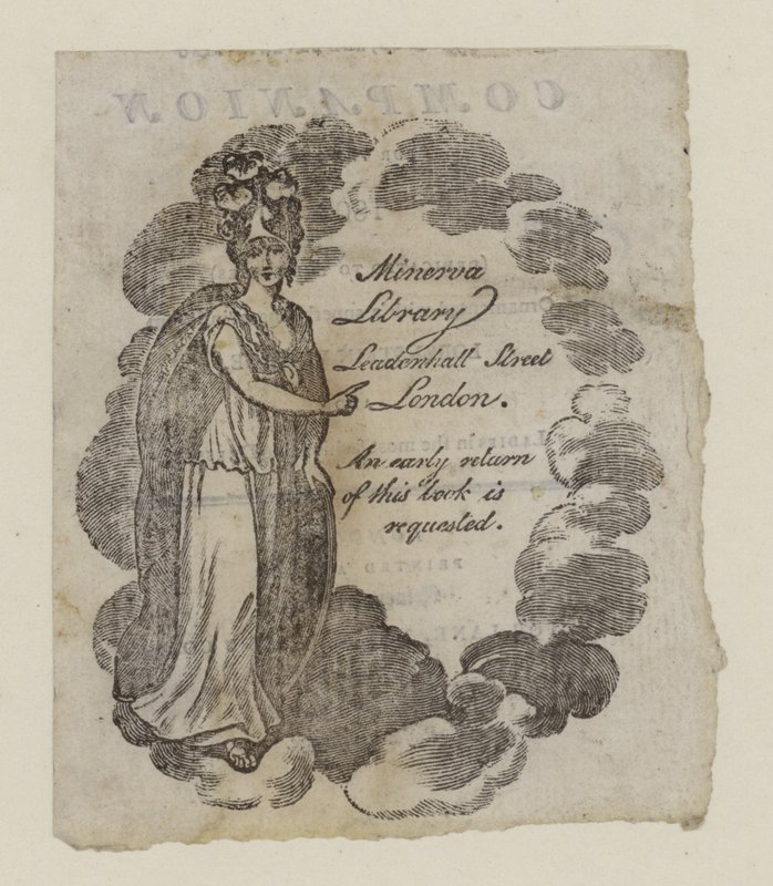Obíhající knihovny, knihovna Minerva, obchodní karta od English School