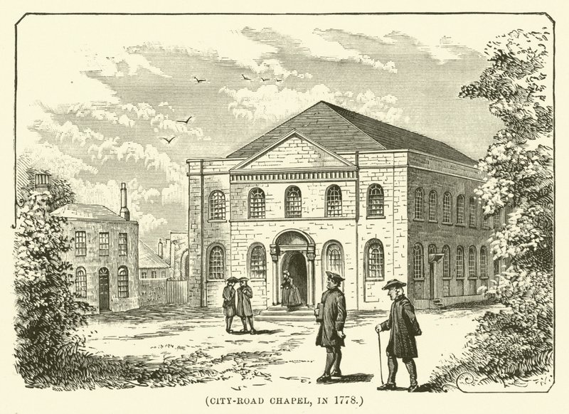 Kaple na městské třídě v roce 1778 (rytina) od English School