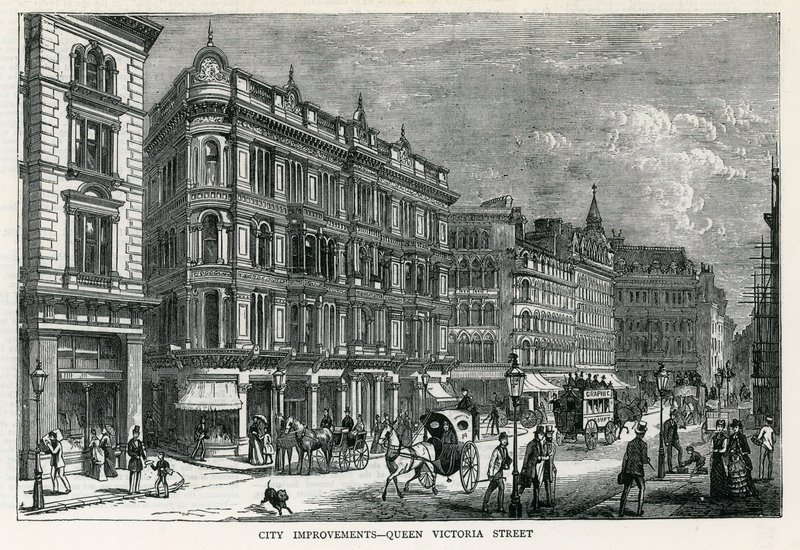 Vylepšení města - Queen Victoria Street, Londýn od English School