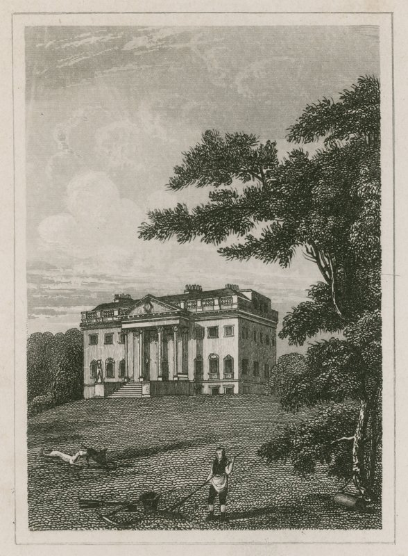 Claremont House, Esher, Surrey (rytina) od English School
