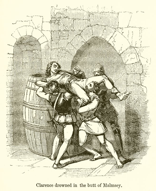 Clarence se utopil v Butt of Malmsey od English School