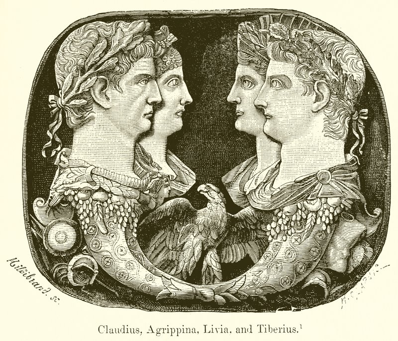 Claudius, Agrippina, Livia a Tiberius od English School