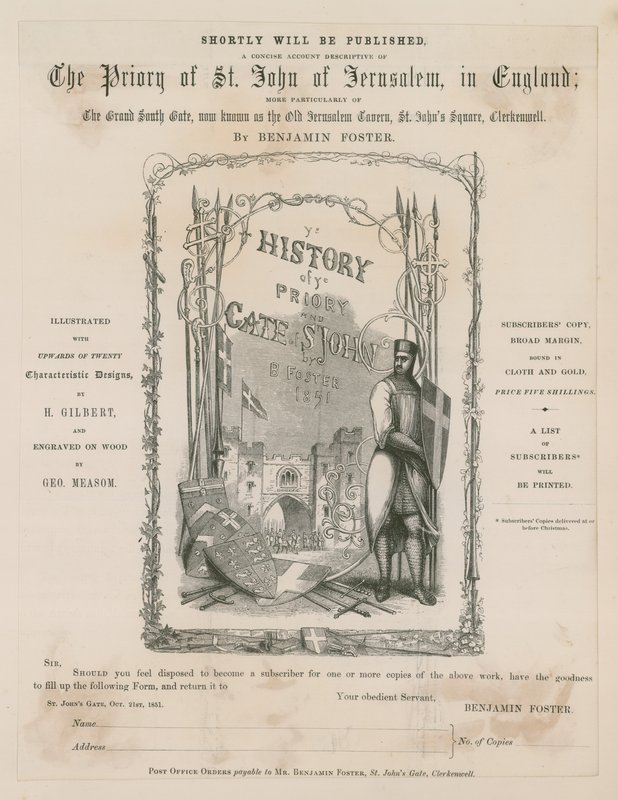 Clerkenwell, St Johns Gate, Benjamin Foster od English School