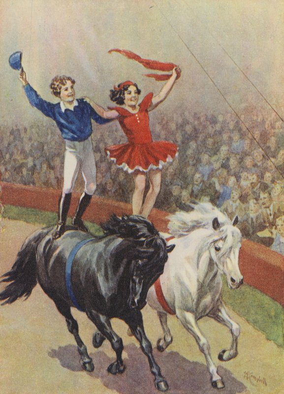 Chytré děti, které se narodily a vyrostly v cirkuse (barevná litografie) od English School