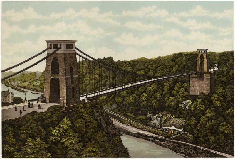 Clifton Suspension Bridge (barevný lito) od English School
