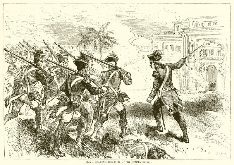 Clive vede své muže až do Conjeveramu (1751) od English School