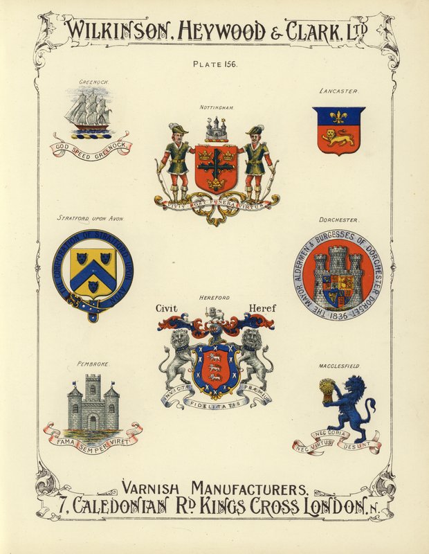 Erby britských měst a měst (chromolitho) od English School