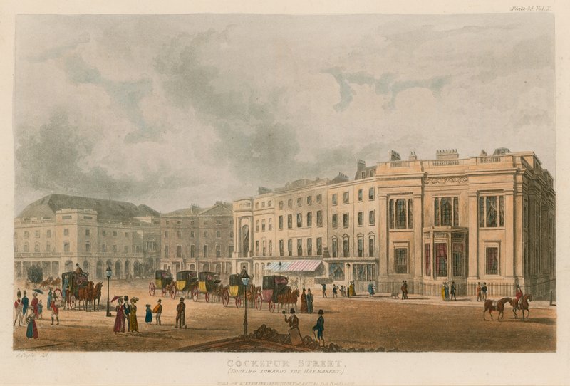 Cockspur Street, Londýn, při pohledu na Haymarket od English School