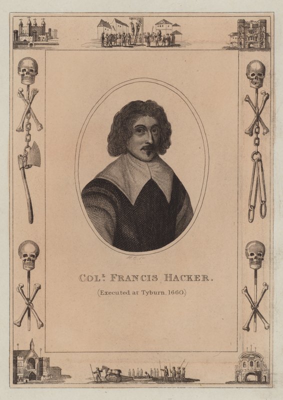 Plukovník Francis Hacker, popraven v Tyburn, 1660 od English School