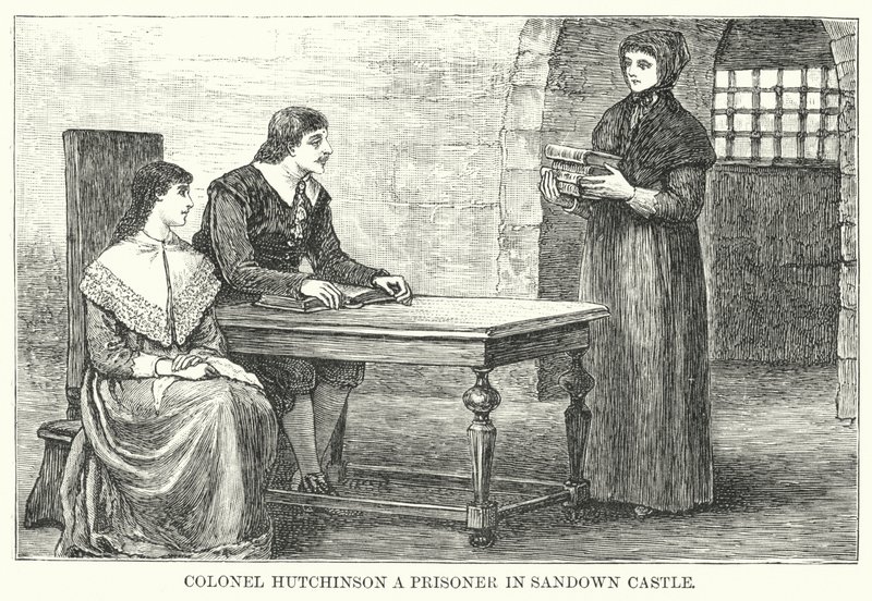 Plukovník Hutchinson vězeň v Sandown Castle (rytina) od English School