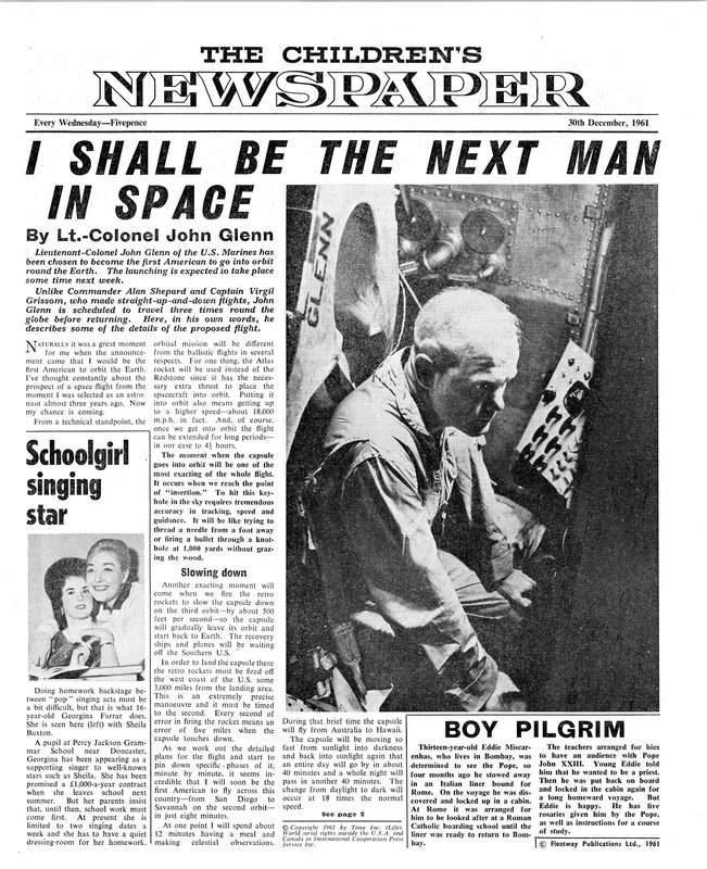 Plukovník John Glenn, titulní strana 