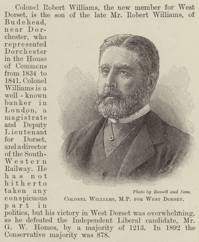 Plukovník Williams, poslanec za West Dorset (rytina) od English School