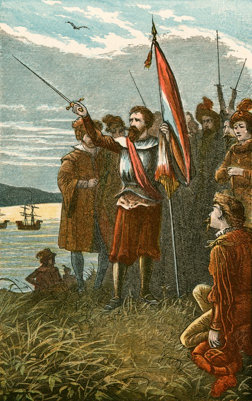 Columbus získává San Salvador pro Španělsko od English School