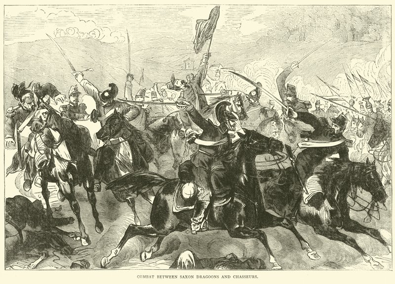 Boj mezi saskými dragouny a Chasseurs, září 1870 od English School