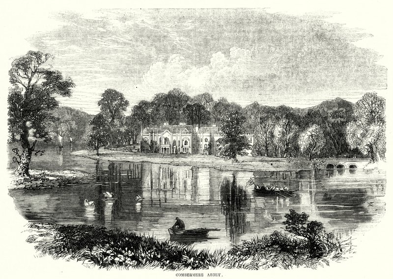 Combermere Abbey (rytina) od English School