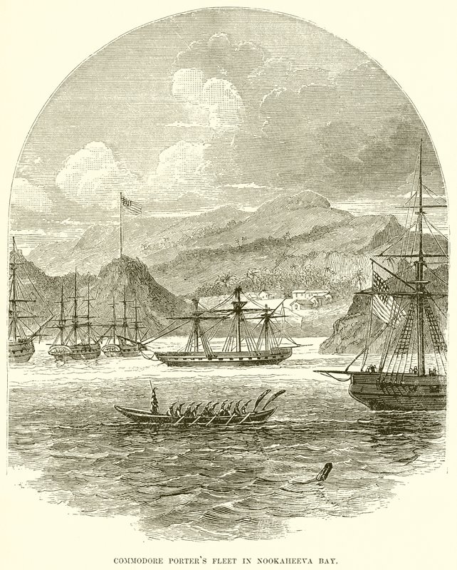 Commodore Porters Fleet v zátoce Nookaheeva od English School