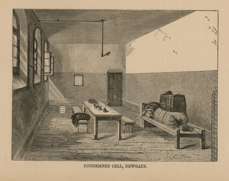 Odsouzená cela ve věznici Newgate od English School